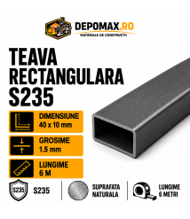 Teava rectangulara 40 x 10 x 1.5 mm, 6 metri